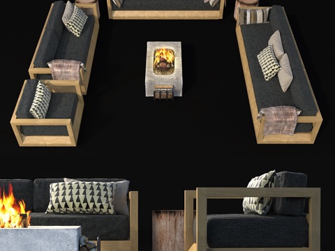  帕洛玛柚木户外座椅系列3d模型 