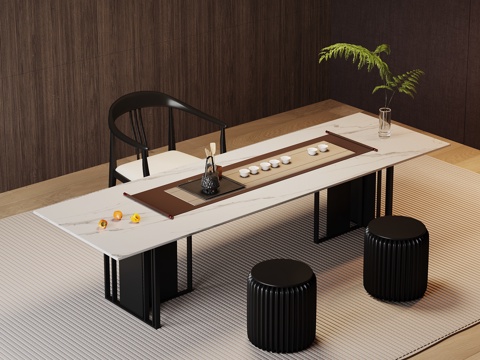  现代意式茶桌椅su模型 