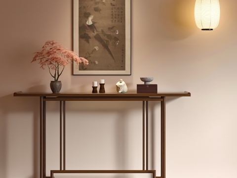 新中式端景条案su模型