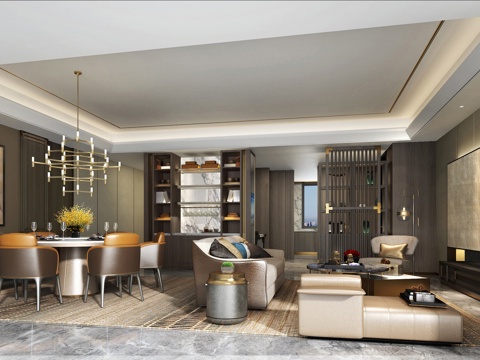  轻奢别墅 样板间 最新全套施工图 效果图合集cad施工图 