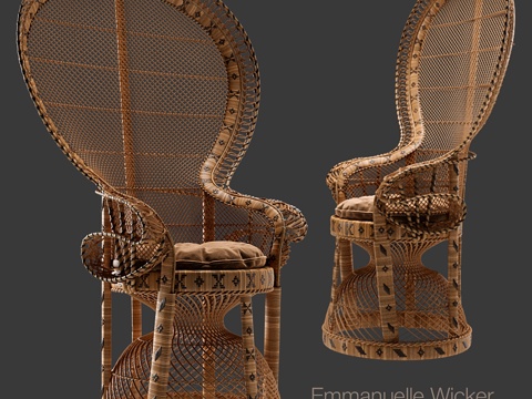  艾曼纽藤编孔雀椅3d模型 