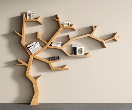 现代树形书架 大树艺术置物架 收纳架 展示架 装饰架su模型