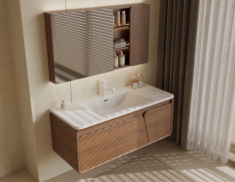 中古风浴室柜su模型