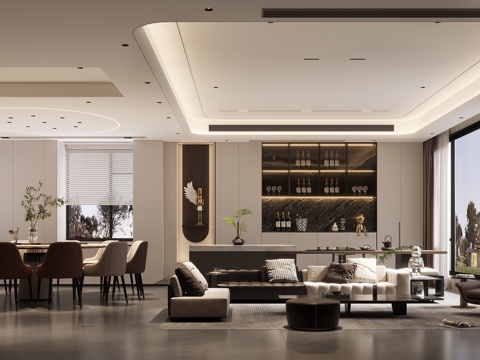  现代客厅风格3d模型 