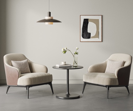 MINOTTI 现代意式休闲桌椅组合 洽谈桌椅 沙发椅su模型