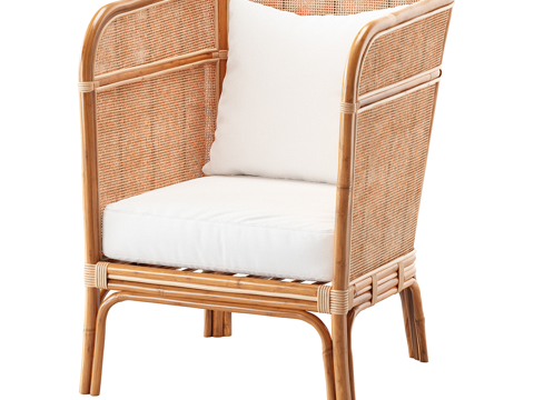  北欧简约单人沙发 抱枕  简约沙发3d模型 