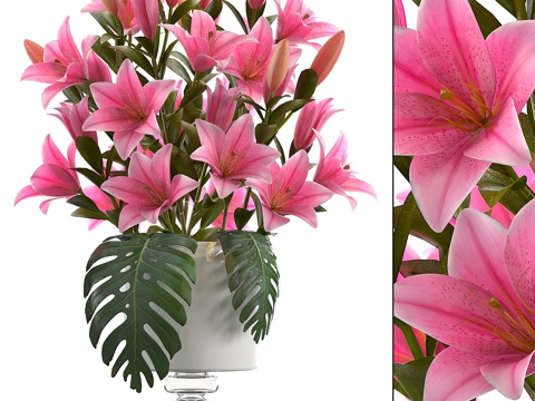  粉色花束 49. 百合花束，装饰3d模型3d模型 