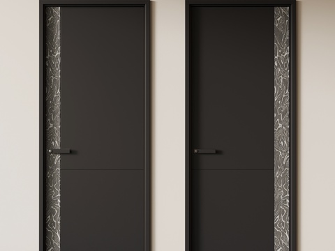 现代意式单开门 木门su模型