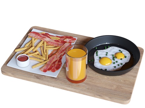  早餐套装3d模型 