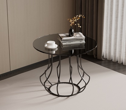 现代意式边几 玻璃边几su模型