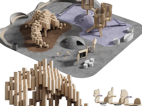  现代游乐场3d模型 