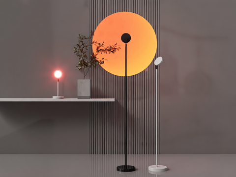 现代艺术装置 落日灯 艺术灯 圆形装饰灯su模型