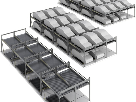  汽车紧凑型水平停车升降机3d模型 