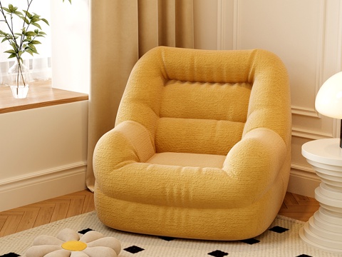 现代奶油懒人沙发 单人小沙发 窝窝椅 休闲沙发椅su模型