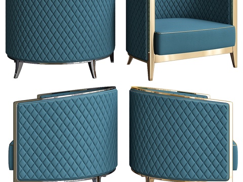  蓝月扶手椅3d模型 