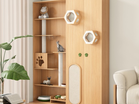  现代奶油风猫爬架 宠物架3d模型 