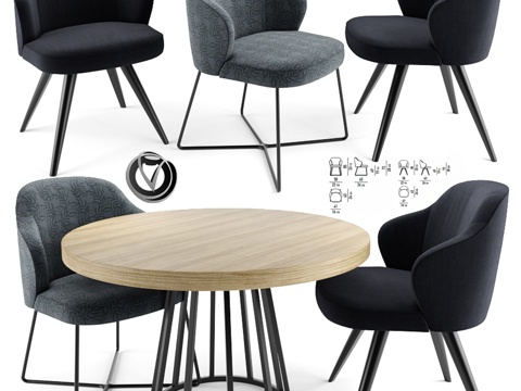  Leslie餐椅配圆桌3d模型 