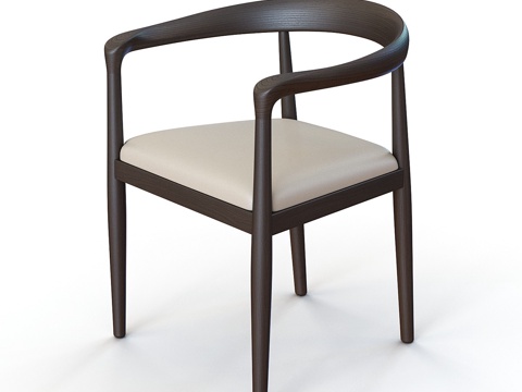  新中式木质单椅3d模型 