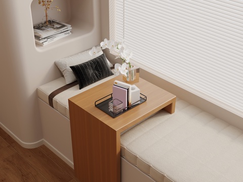 现代中古飘窗桌 床上桌 边桌su模型