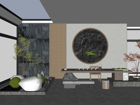  客厅 茶几 茶室 卫生间 餐厅 茶桌组合 茶台 工装 厨房su模型 