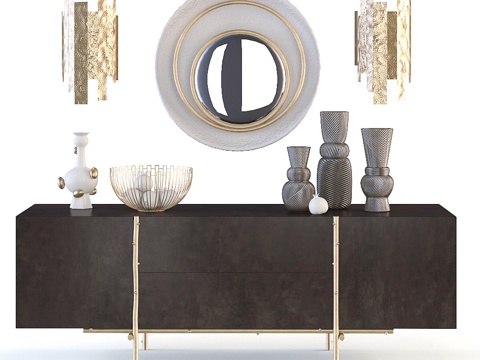  姜与杰格系列抽屉柜与镜柜3d模型 