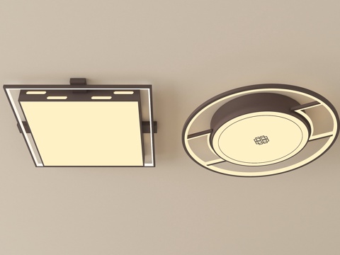 新中式吸顶灯  客厅吸顶灯su模型