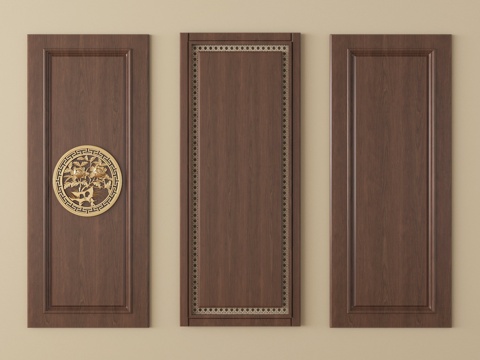  新中式护墙板 门板 柜门板 墙饰板 背景墙3d模型 