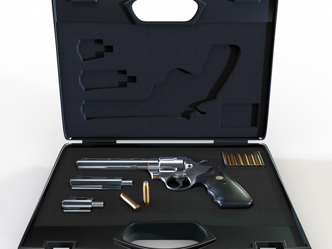  带左轮手枪的武器箱3d模型 