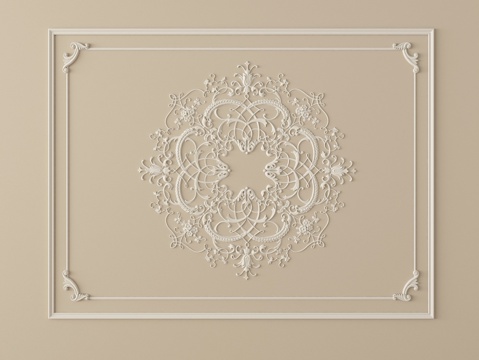  法式雕花 灯盘 石膏构件3d模型 