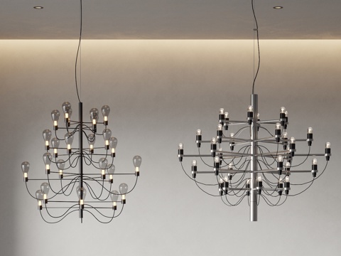  FLOS 现代复古吊灯 包豪斯吊灯 金属吊灯 多头吊灯3d模型 