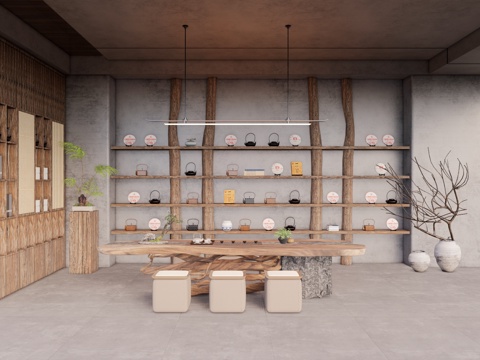  客厅 茶几 茶室 卫生间 餐厅 茶桌组合 茶台 工装 厨房su模型 