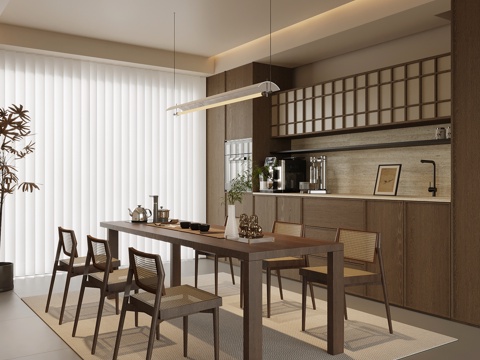 新中式餐厅su模型