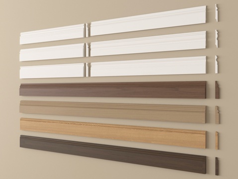 现代踢脚线 实木地脚线 角线 腰线su模型