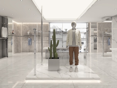  轻奢男装店3d模型 