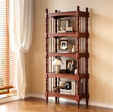  美式复古书架 法式实木置物架 装饰架 收纳架 展示架3d模型 