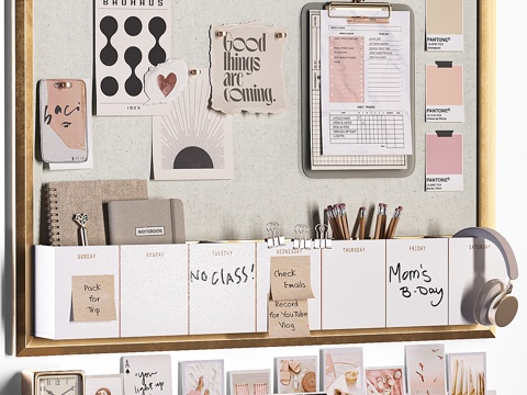  现代儿童装饰板 顶板 别针板 软木板3d模型 