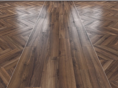  意大利胡桃木拼花地板，三种鱼骨纹、线条纹3d模型 