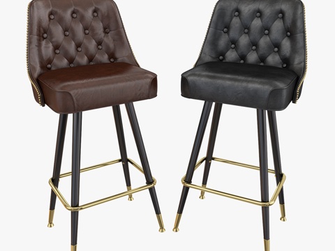  簇绒靠背吧凳3d模型 