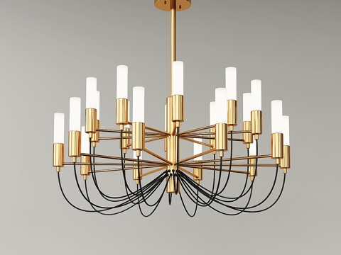  金色铁艺LED吊灯3d模型 