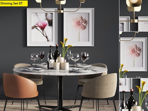  餐桌套装073d模型 
