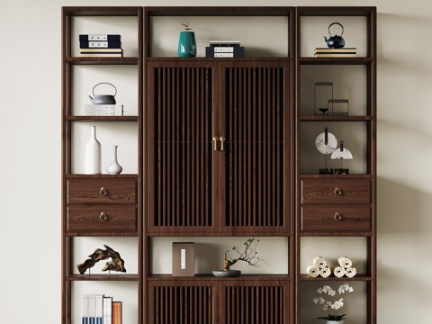 新中式博古架su模型