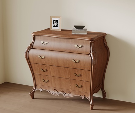  中古风边柜 储物柜su模型 