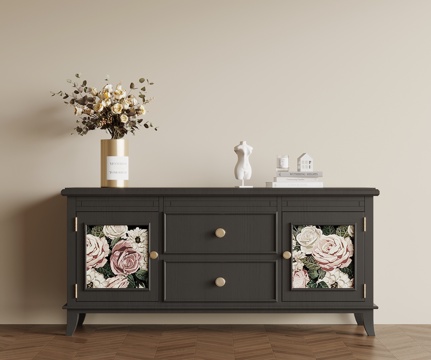  法式复古电视柜 边柜 玄关柜su模型 