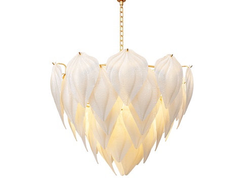  时尚设计艺术装饰玻璃叶枝形吊灯3d模型 