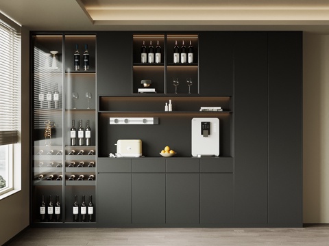 现代餐边柜 酒柜su模型