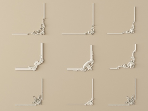 法式石膏线 雕花 石膏构件su模型