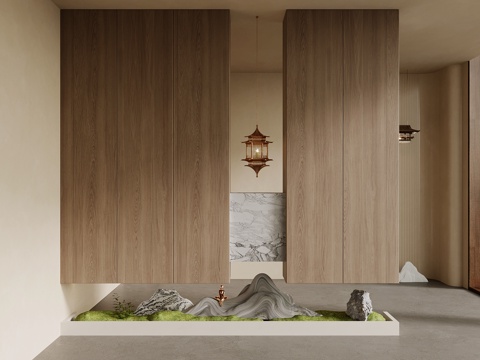  新中式玄关su模型 