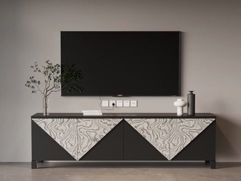 现代意式电视柜su模型