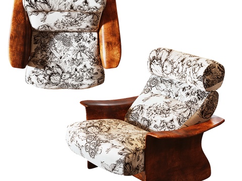  法式中古休闲印花休闲椅3d模型3d模型 