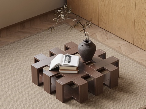  新中式茶几3d模型 